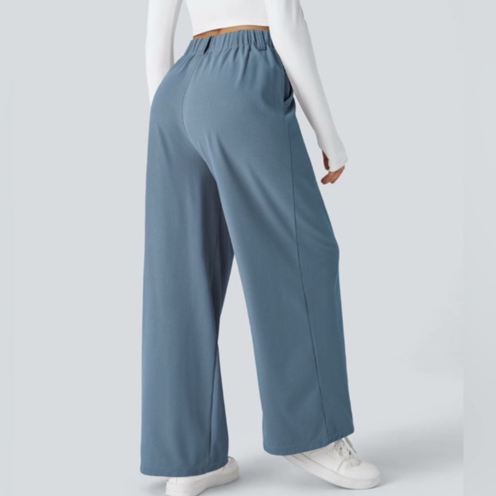 Halara Wide-Leg Women's Waffle Pants in Slate Blue - Picture 3 of 8